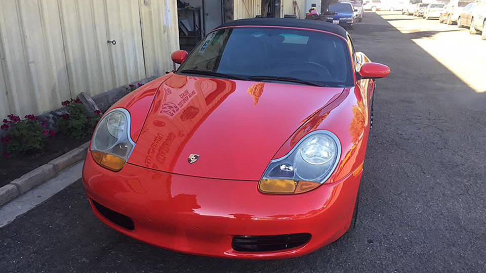 photo of red porsche